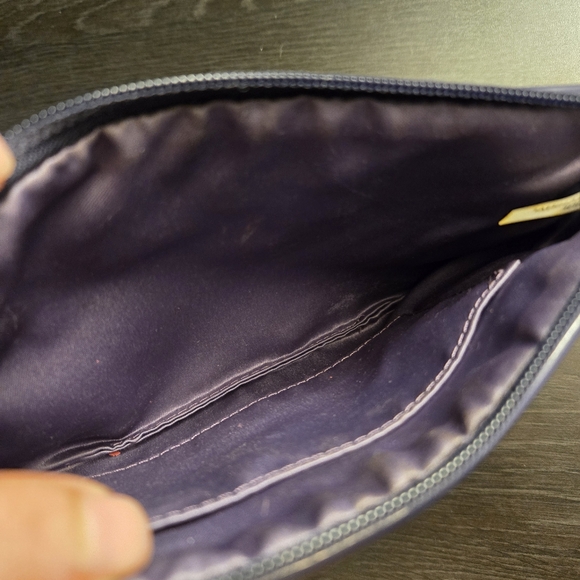 Coach Liquid Gloss Patent Leather Wristlet Purple X Navy - Picture 5 of 8